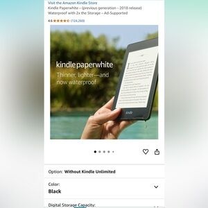 Amazon Kindle Paperwhite Black - Waterproof eReader